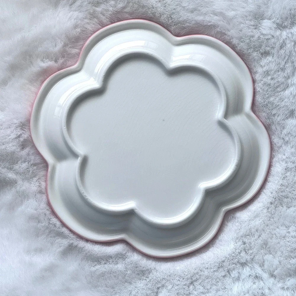New Flower Ceramic Cat Plate Pink outline Whisker Fatigue Friendly Pet Dish‎ 6